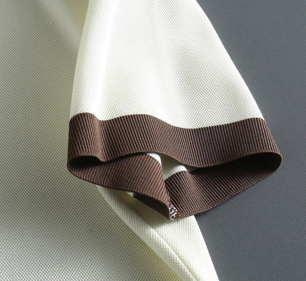 Premium Polo Shirt with Brown Contrast Collar Smart Casual Style