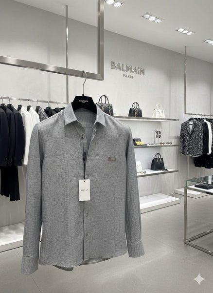 Luxury Grey Designer Shirt Premium Regular Fit Formal Wear