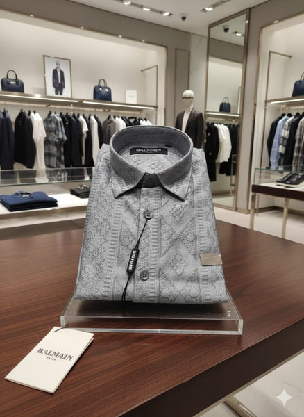 Luxury Grey Designer Shirt Premium Regular Fit Formal Wear