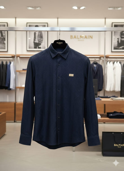 Premium Navy Textured Casual Shirt Smart Regular Fit Style