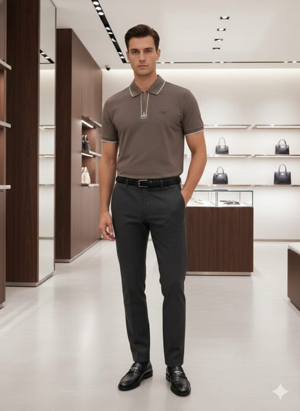 Elegant Brown Polo T-Shirt Premium Minimal Edition