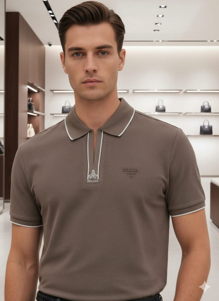 Elegant Brown Polo T-Shirt Premium Minimal Edition