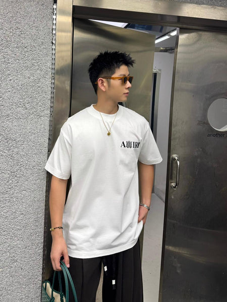 Imported  Premium Brand Embroidered Brand Script Drop Shoulder T-shirt