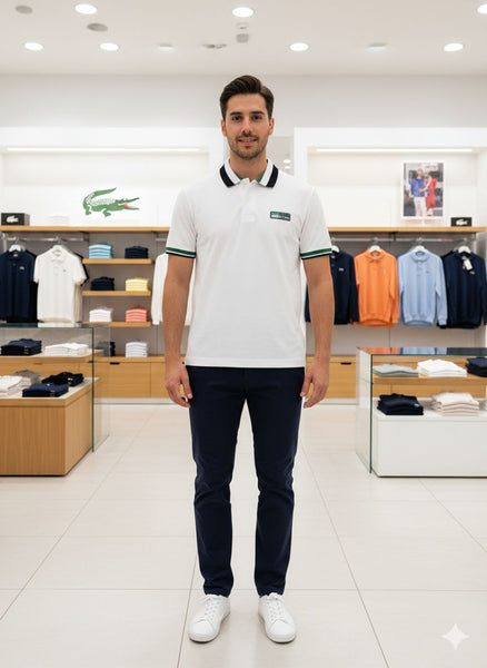 Premium White Contrast Collar Polo T-Shirt  Classic Casual Style
