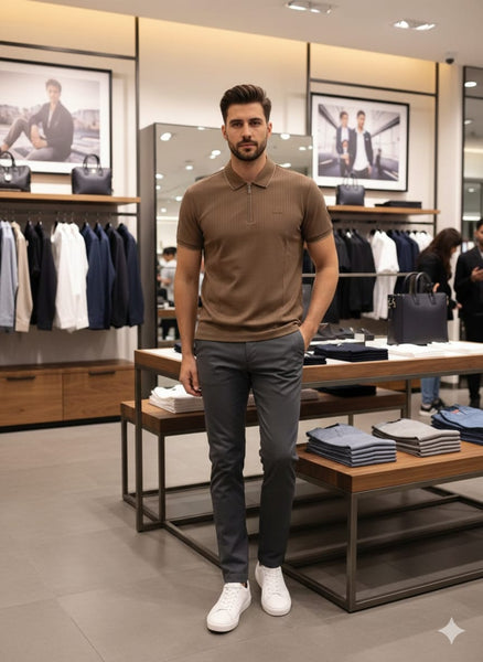 Premium Zip Polo T-Shirt For Men