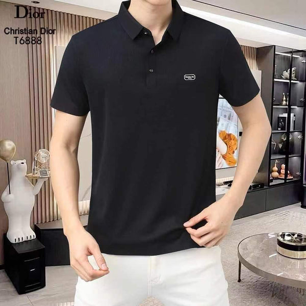 Men’s Premium Black Ribbed Polo T-Shirt – Classic & Stylish