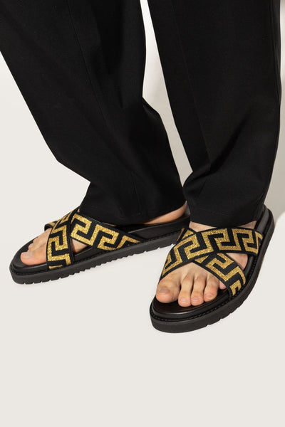 Luxury Black Designer Slide Sandals Stylish Branded Pattern Casual Slippers