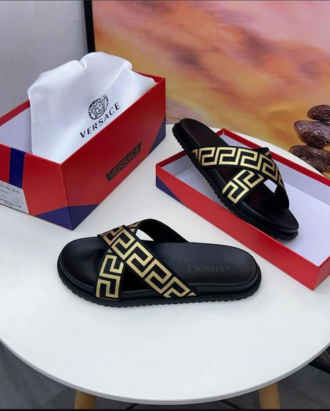 Luxury Black Designer Slide Sandals Stylish Branded Pattern Casual Slippers