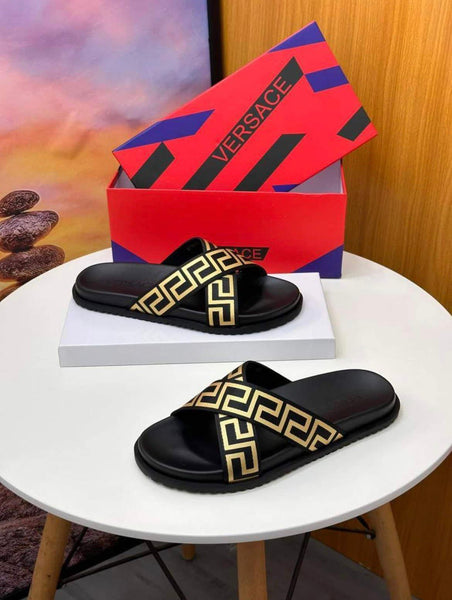 Luxury Black Designer Slide Sandals Stylish Branded Pattern Casual Slippers