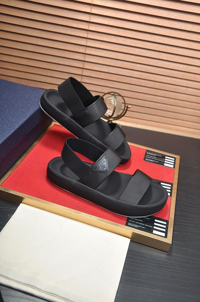 Premium Black Designer Ultra Modern Webbing  Strap Sandal