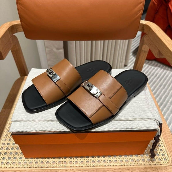 Men’s Premium Tan Slide Sandals  Stylish Casual Comfort Slippers