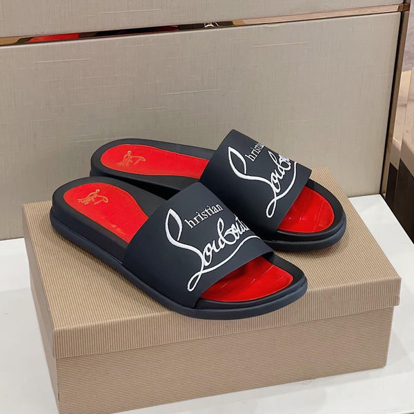 Premium Black & Red Luxury Slides  Bold Designer Comfort Slippers