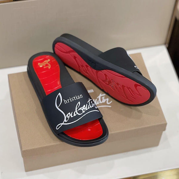 Premium Black & Red Luxury Slides  Bold Designer Comfort Slippers