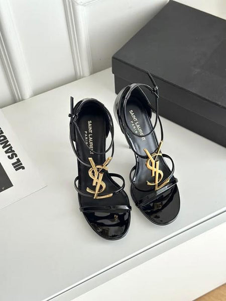 Elegant Black Designer Heels with Gold Detail – Chic Party Wear