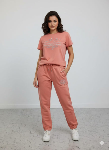 Trendy  Graphic T-Shirt & Jogger Set Comfort Meets Street Style