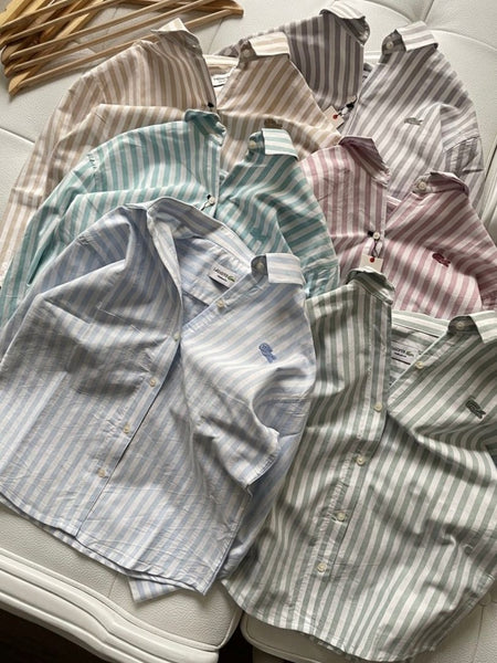 Chic Women’s Striped Button-Down Shirts Soft Pastel Everyday Style