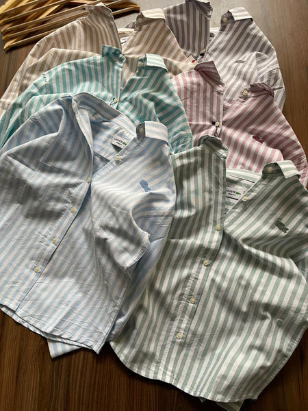 Chic Women’s Striped Button-Down Shirts Soft Pastel Everyday Style
