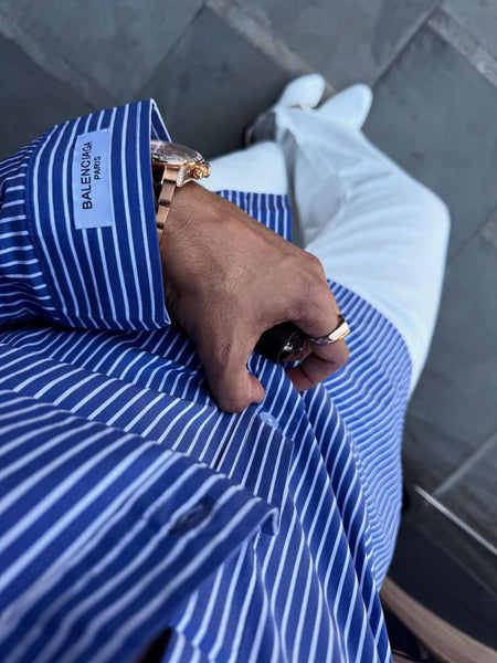 Men’s Premium Striped Formal Shirts  Stylish Red & Blue Designer Collection