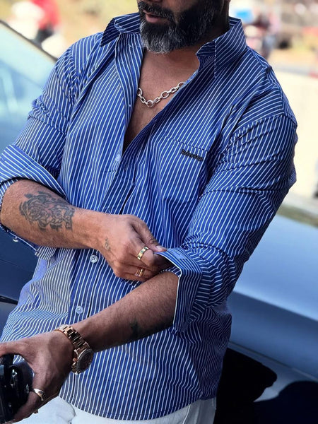 Men’s Premium Striped Formal Shirts  Stylish Red & Blue Designer Collection