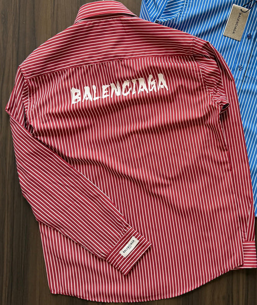 Men’s Premium Striped Formal Shirts  Stylish Red & Blue Designer Collection
