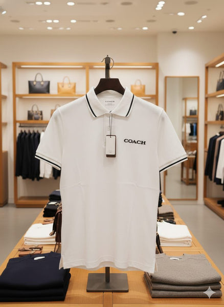 Exclusive  White  Polo Shirt With Contrast Collar Premium Elegant Casual Wear