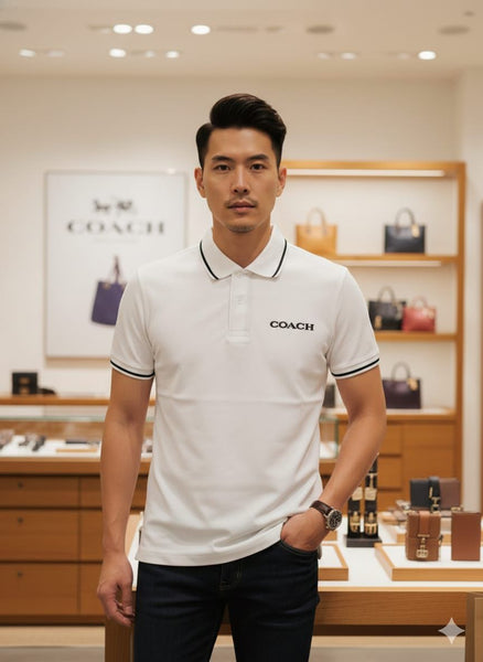 Exclusive  White  Polo Shirt With Contrast Collar Premium Elegant Casual Wear