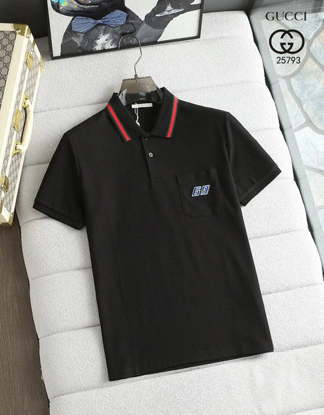 Premium Polo T-Shirt with Signature Stripe Collar by Gucci