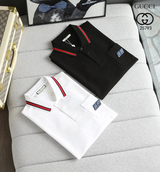 Premium Polo T-Shirt with Signature Stripe Collar by Gucci