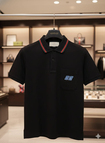 Premium Polo T-Shirt with Signature Stripe Collar by Gucci