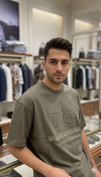 Premium Olive Green Logo Oversize T-Shirt Minimal Luxury Style