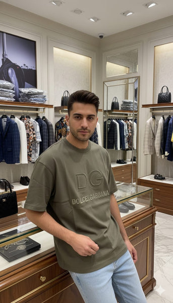 Premium Olive Green Logo Oversize T-Shirt Minimal Luxury Style