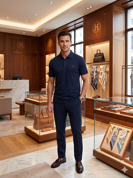 Men’s Premium Navy Blue Polo T-Shirt with Embroidered Logo