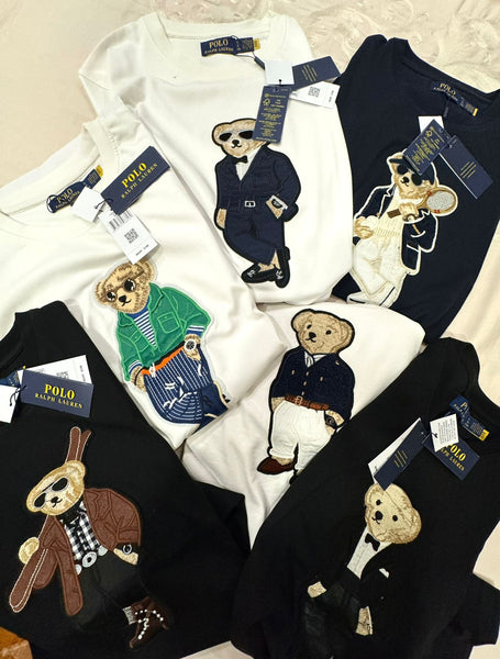 Premium Polo Bear Graphic Tee  Luxury Patched  Designer Crewneck for Men