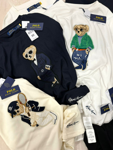 Premium Polo Bear Graphic Tee  Luxury Patched  Designer Crewneck for Men