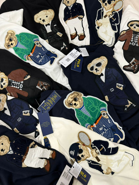 Premium Polo Bear Graphic Tee  Luxury Patched  Designer Crewneck for Men