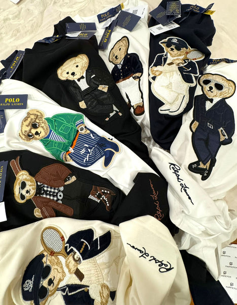 Premium Polo Bear Graphic Tee  Luxury Patched  Designer Crewneck for Men