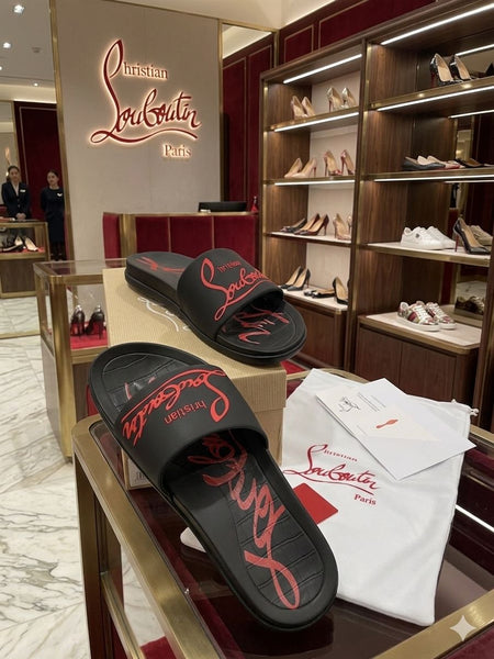 Luxury Black & Red Signature Comfort Slide Slippers