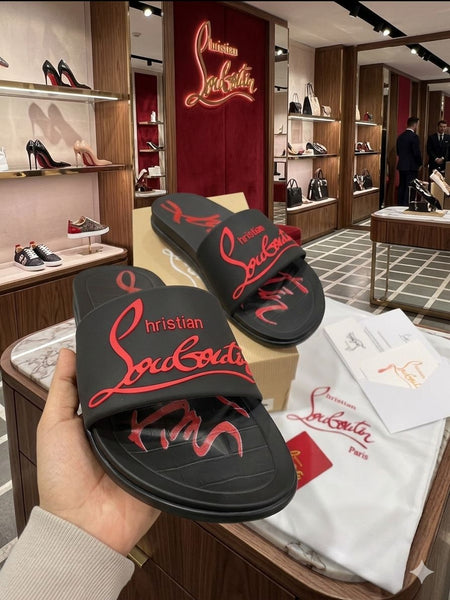 Luxury Black & Red Signature Comfort Slide Slippers