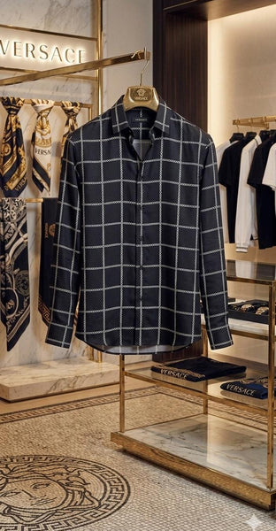 Black Checkered Print Premium Shirt for Men Stylish Regular Fit Casual Shirt