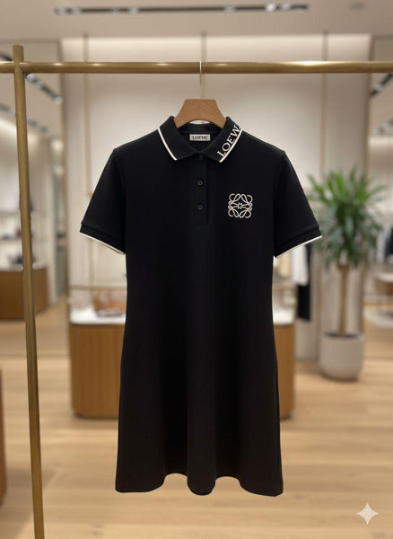 Women’s Black Polo Dress Elegant Designer Casual Mini Dress