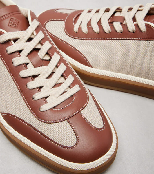 Premium Brown & Beige Lace-Up Sneakers for Men
