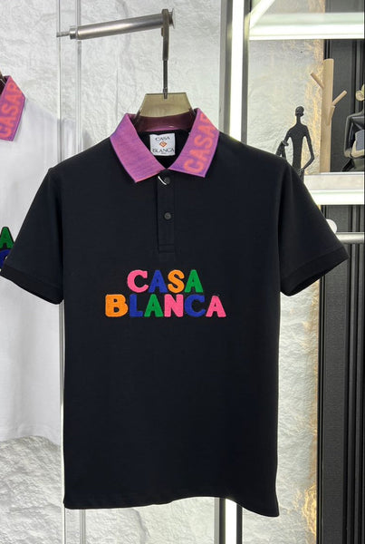 Premium Polo T-Shirt with Contrast Collar & Multicolor Logo