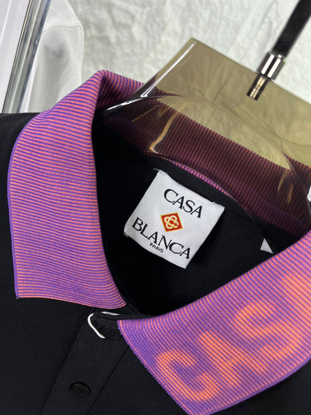 Premium Polo T-Shirt with Contrast Collar & Multicolor Logo
