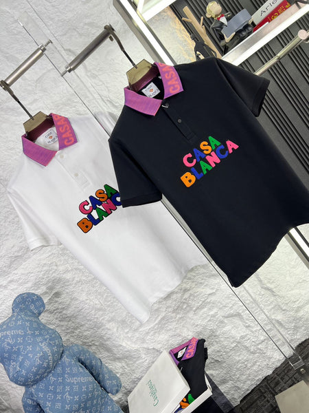 Premium Polo T-Shirt with Contrast Collar & Multicolor Logo