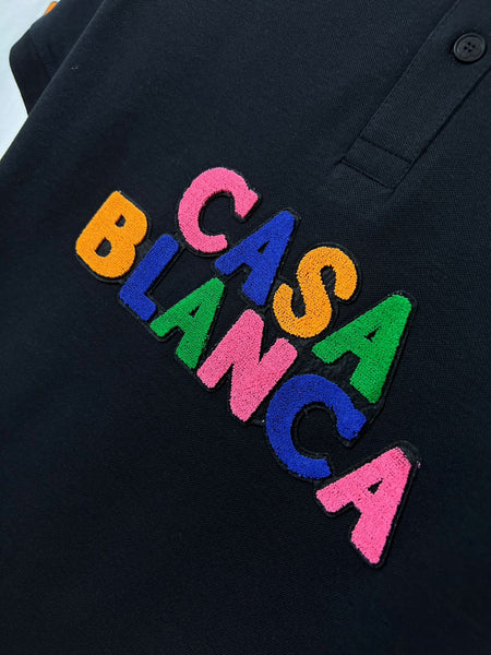 Premium Polo T-Shirt with Contrast Collar & Multicolor Logo