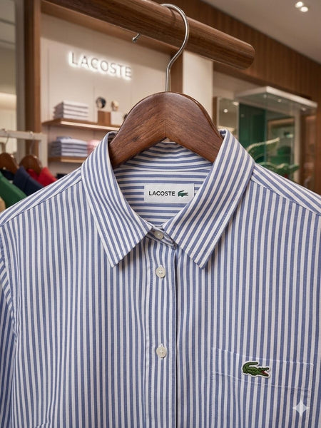 Women’s Classic Blue & White Striped Shirt – Smart Casual Fit