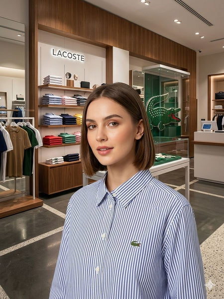 Women’s Classic Blue & White Striped Shirt – Smart Casual Fit