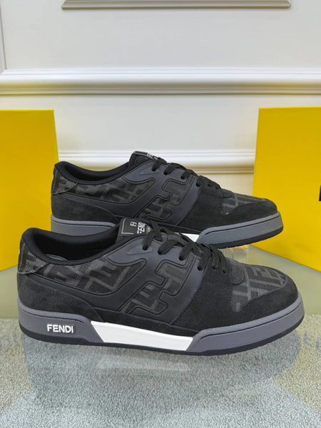 All-Black Luxury Designer Sneakers with Signature Pattern