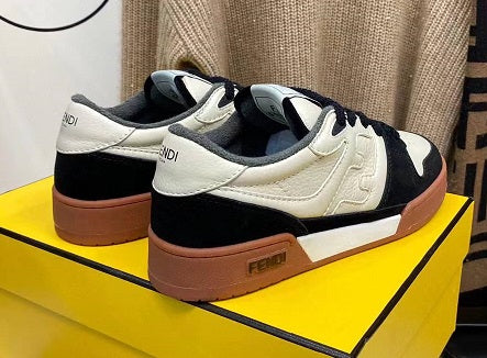 Luxury Beige & Black Designer Low-Top Sneakers