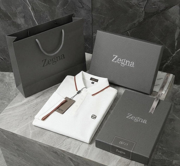 Premium White Textured Polo T-Shirt with Contrast Collar  Luxury Style